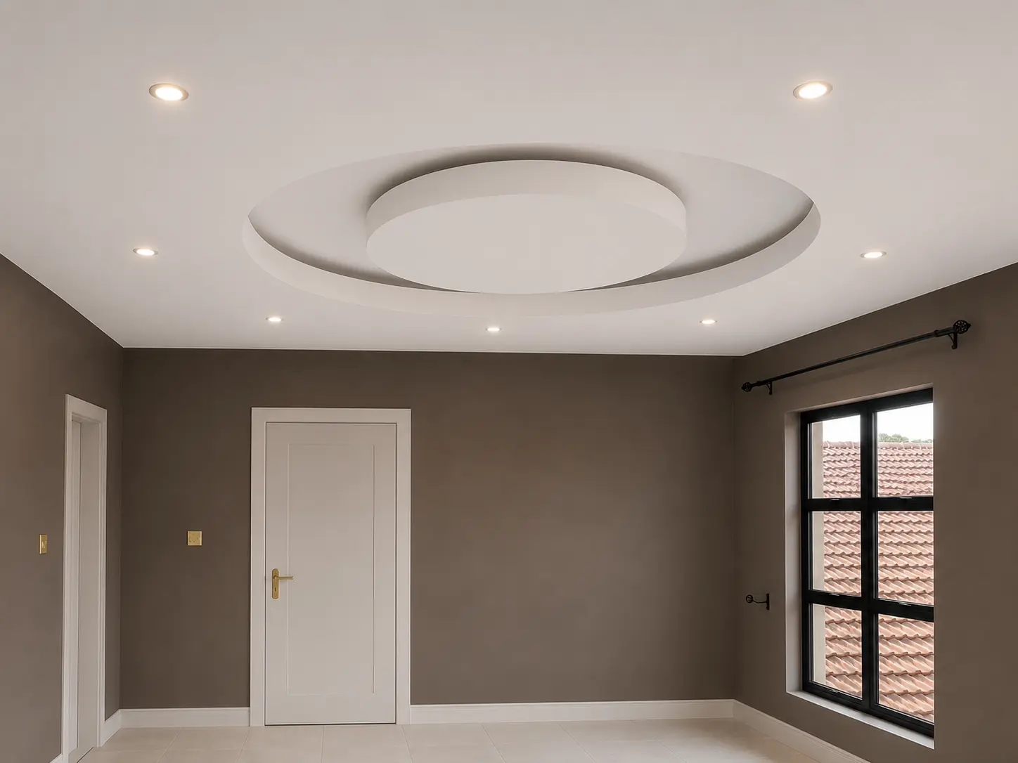 Contractors installing drywall ceiling boards